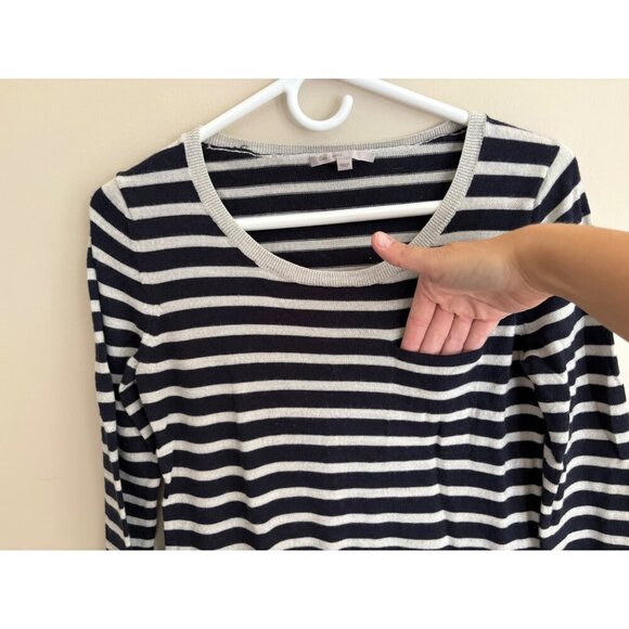 GAP Navy & Gray Striped Merino Wool Blend Mini Sweater Dress Size Small - Picture 7 of 12